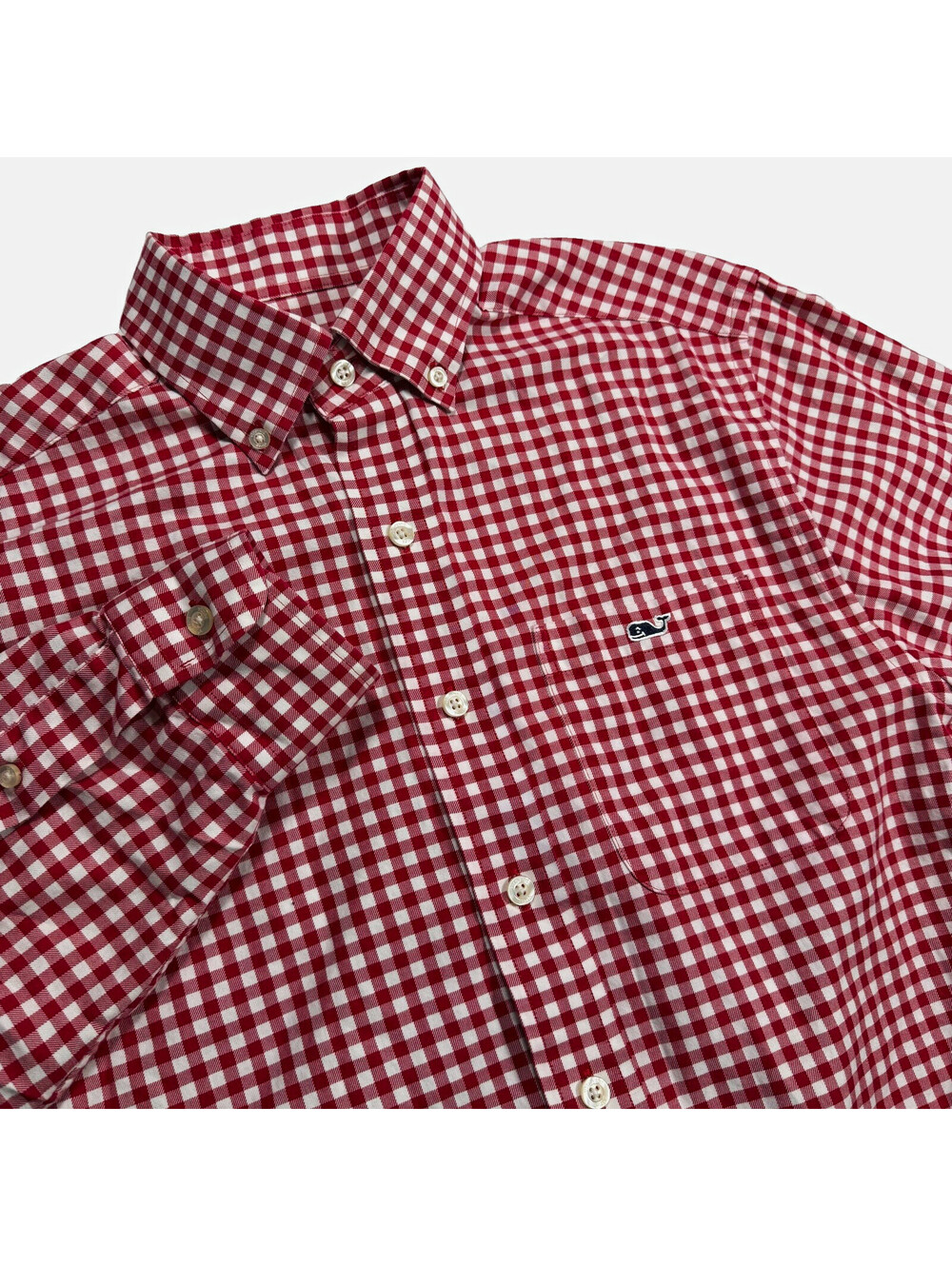 Vineyard Vines Men’s Tucker Shirt Classic Fit Long Sleeve Red White Gingham XS